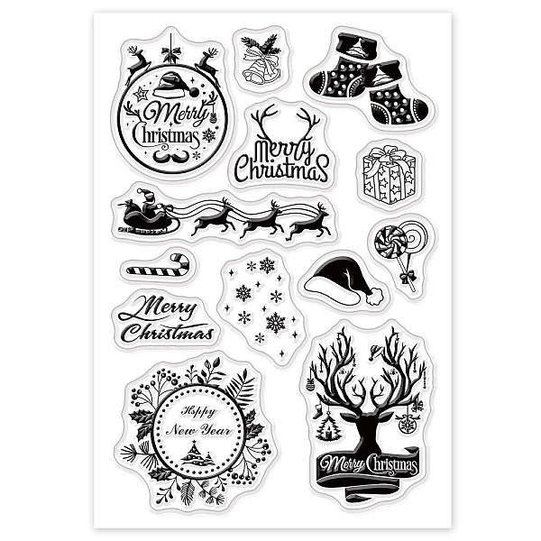 

PandaHall PVC Plastic Stamps, for DIY Scrapbooking, Photo Album Decorative, Cards Making, Stamp Sheets, Christmas Themed Pattern...
