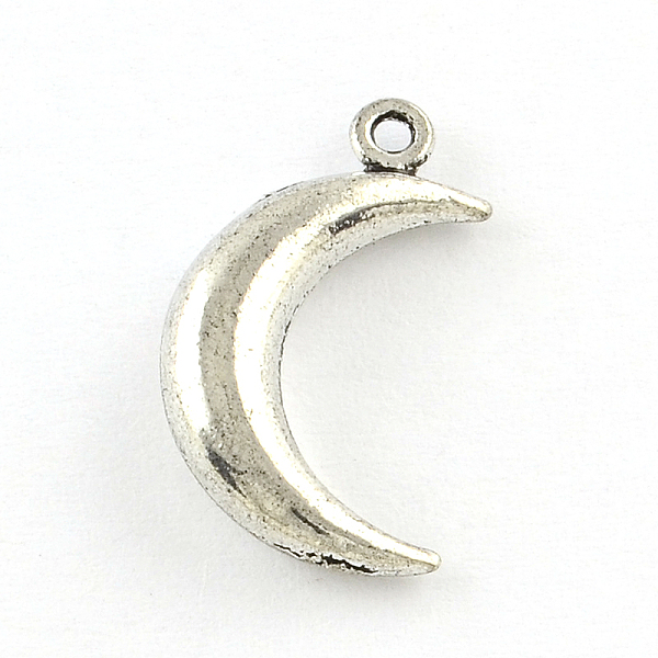 

PandaHall Moon Alloy Pendants, Tibetan Style, Cadmium Free & Nickel Free & Lead Free, Antique Silver, 18x10.5x4mm, Hole: 1mm Alloy Moon