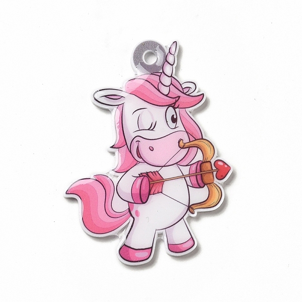 

PandaHall Cartoon Opaque Acrylic Pendants, Heart Unicorns Charm, Colorful, 44x32x2mm, Hole: 2.5mm Acrylic Unicorn