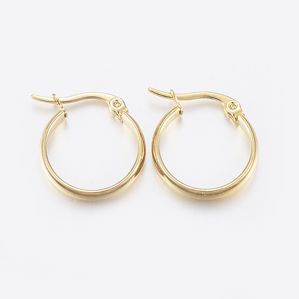 

PandaHall 304 Stainless Steel Hoop Earrings, Hypoallergenic Earrings, Ring, Golden, 19x18x4mm, Pin: 1x0.8mm 304 Stainless Steel Ring