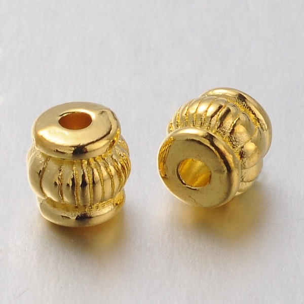 

PandaHall Tibetan Style Beads, Lead Free & Nickel Free, Barrel, Golden, 5x5x5mm, Hole: 1.5mm Alloy Lantern
