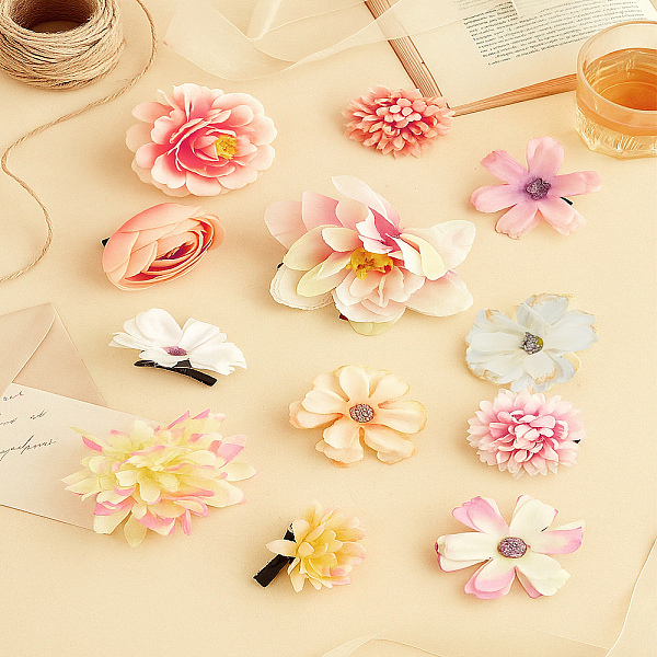1 Set Silk Cloth & Alloy Alligator Hair Clips
