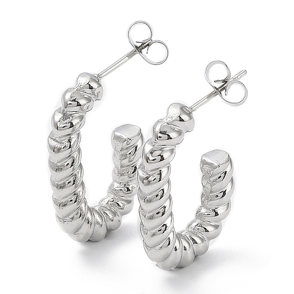 

PandaHall 304 Stainless Steel Oval Stud Earrings, Half Hoop Earrings, Stainless Steel Color, 25x4mm 304 Stainless Steel Oval