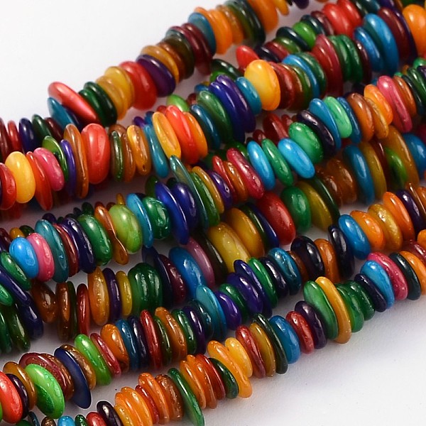 

PandaHall Natural Freshwater Shell Beads Strands, Dyed, Disc, Colorful, 5-10mm, Hole: 1mm, about 402pcs/strand, 32 inch Freshwater Shell...