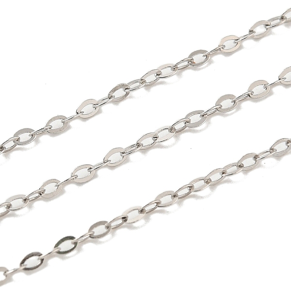 

PandaHall Rhodium Plated 925 Sterling Silver Flat Cable Chains, Soldered, Platinum, Link:1.6x1.2x0.5mm Sterling Silver