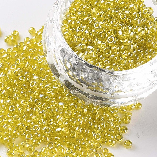 

PandaHall Glass Seed Beads, Trans. Colours Lustered, Round, Yellow, 2mm, Hole: 1mm, 3333pcs/50g, 50g/bag, 18bags/2pounds Glass Yellow