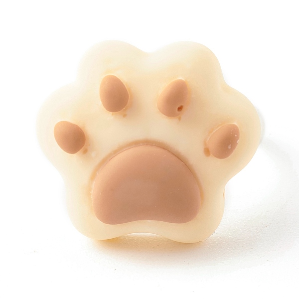 

PandaHall Dog Paw Print Resin Adjustable Ring, Brass Jewelry for Women, Bisque, US Size 5(15.7mm) Resin Orange