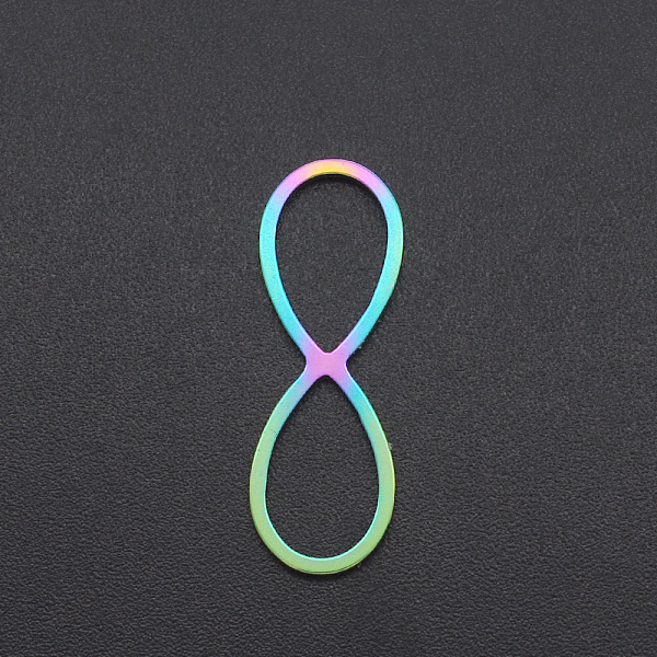 

PandaHall Ion Plating(IP) 201 Stainless Steel Links, Infinity, Laser Cut, Rainbow Color, 26x9x1mm 201 Stainless Steel Infinity
