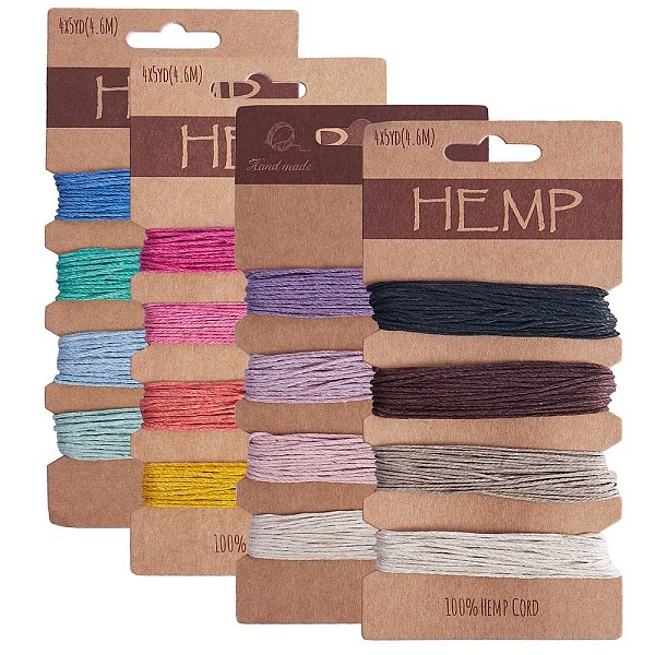 

PandaHall 4 Cards 4 Style Jute Cord, Jute String, Jute Twine, for Arts Crafts DIY Decoration Gift Wrapping, Mixed Color, 1mm, about 5..., Multicolor