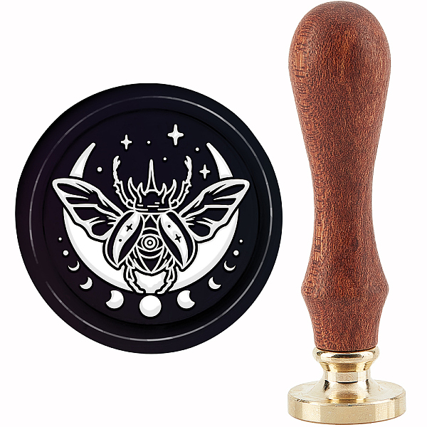 

PandaHall Brass Wax Seal Stamp with Handle, for DIY Scrapbooking, Beetle Pattern, 89x30mm Brass