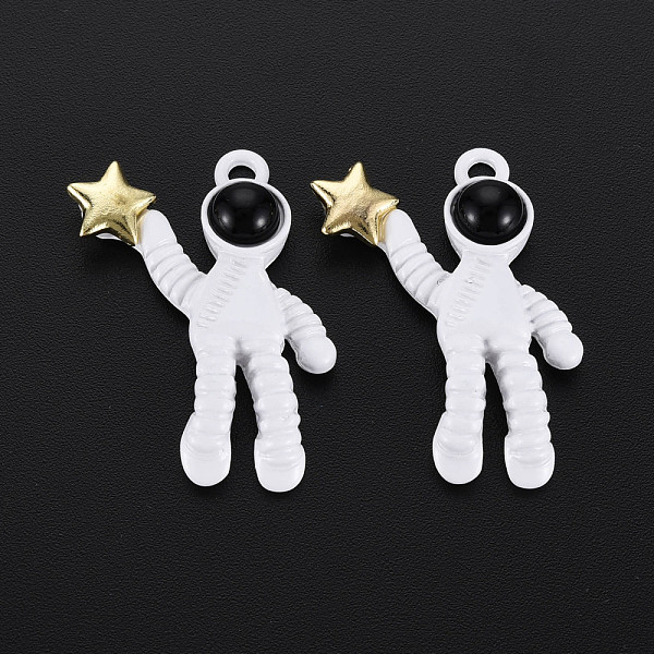 

PandaHall Spray Painted Alloy Pendants, Rack Plating, Cadmium Free & Lead Free, Light Gold, Spaceman with Star, White, 30.5x22x6mm, Hole...