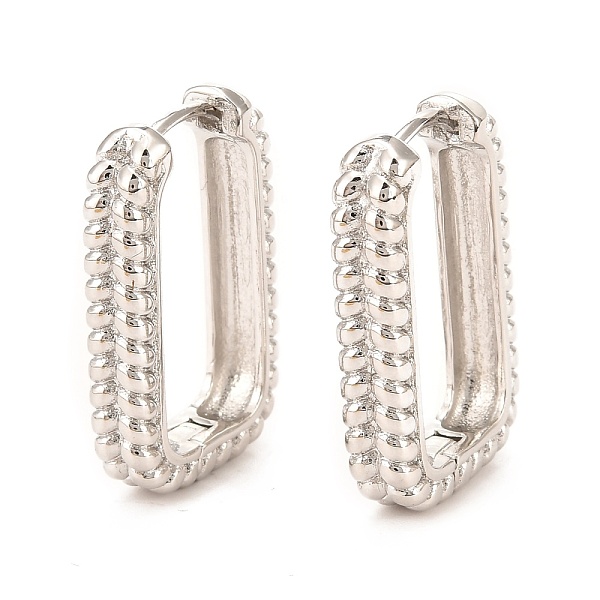

PandaHall Brass Hoop Earrings, Long-Lasting Plated, Rectangle, Real Platinum Plated, 25x15.5x4.5mm, Pin: 1mm Brass Rectangle