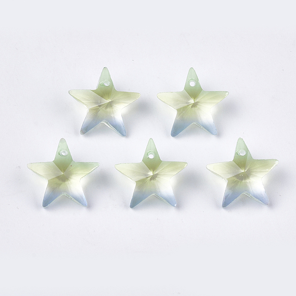 

PandaHall Rainbow K9 Glass Pendants, Faceted, Star, Light Yellow, 15.5x16.5x7.5mm, Hole: 1mm K9 Glass Star Yellow