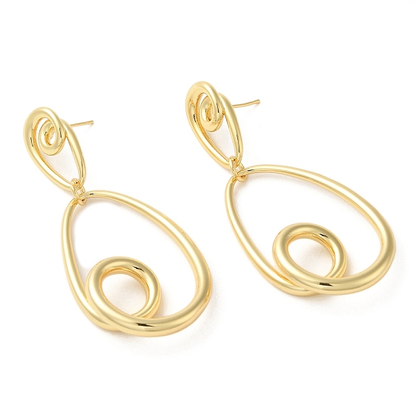 

PandaHall Teardrop Brass Dangle Stud Earrings, Long-Lasting Plated, Cadmium Free & Lead Free, Real 18K Gold Plated, 65.5x27.5mm Brass...