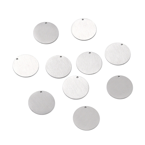 PandaHall 304 Stainless Steel Pendants, Double Side Drawbench, Stamping Blank Tag, Flat Round, Stainless Steel Color, 20x1mm, Hole: 1.4mm...