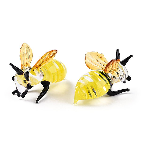 

PandaHall Handmade Lampwork Home Decorations, 3D Bees Ornaments for Gift, Yellow, 57~66x32~35x36~41mm Lampwork Bees Yellow