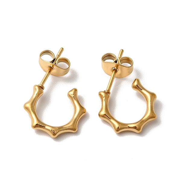 

PandaHall Ion Plating(IP) Bamboo Joint Ring 304 Stainless Steel Stud Earrings, with 316 Surgical Stainless Steel Pin, Golden, 20x12x2mm, Pin...