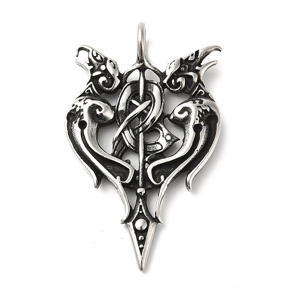 

PandaHall 304 Stainless Steel Manual Polishing Pendants, Odin's Ravens, Antique Silver, 45.5x28x5mm, Hole: 5mm 304 Stainless Steel Others