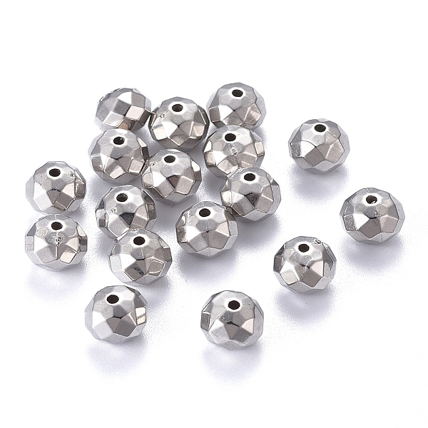 

PandaHall CCB Plastic Beads, Faceted, Rondelle, Platinum, 8x6.5mm, Hole: 1.4mm Plastic Rondelle