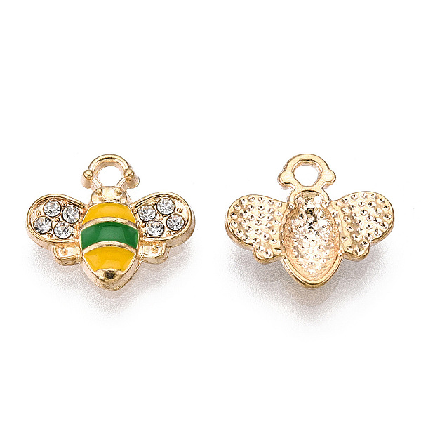 

PandaHall Golden Plated Alloy Enamel Charms, with Rhinestone, Bee Charm, Green, 12.5x14.5x2.5mm, Hole: 1.8mm Alloy Rhinestone+Enamel Bees...