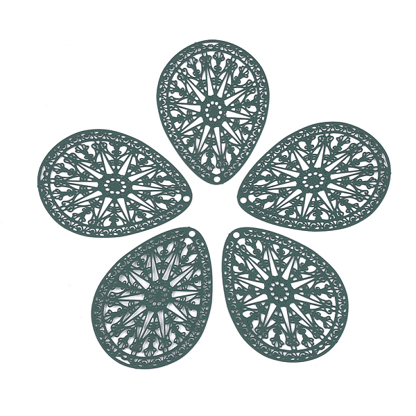 

PandaHall 430 Stainless Steel Filigree Pendants, Spray Painted, Etched Metal Embellishments, Teardrop, Dark Slate Gray, 39x28x0.5mm, Hole...