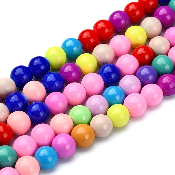 

PandaHall Baking Paint Glass Beads Strands, Round, Mixed Color, 8mm, Hole: 1mm, about 55pcs/strand, 16 inch Glass Round Multicolor