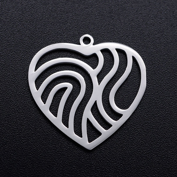 

PandaHall 201 Stainless Steel Filigree Charms, Heart with Wavy, Stainless Steel Color, 22x22x1mm, Hole: 1.4mm 201 Stainless Steel Heart