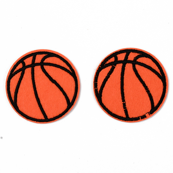 

PandaHall Computerized Embroidery Cloth Iron on/Sew on Patches, Appliques, Costume Accessories, Basketball, Coral, 59x1mm Cloth Sports Red