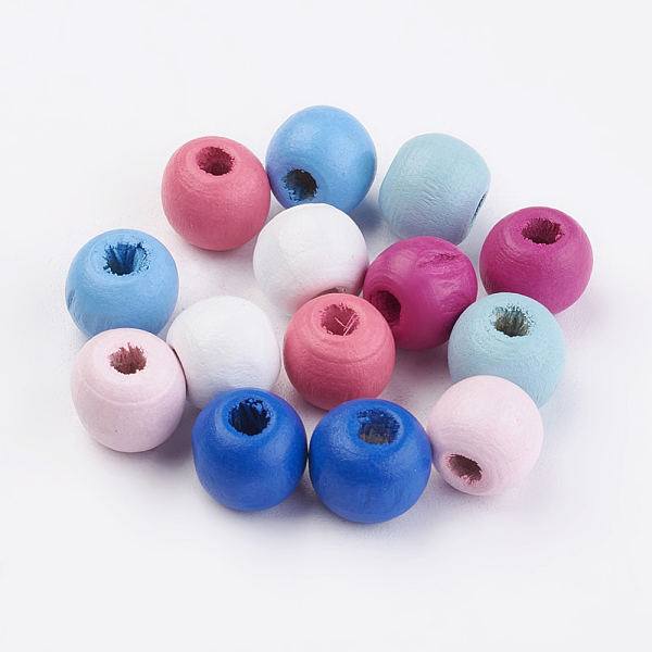

PandaHall Natural Wood Beads, Dyed, Round, Mixed Color, 10x9mm, Hole: 3mm Maple Wood Round Multicolor