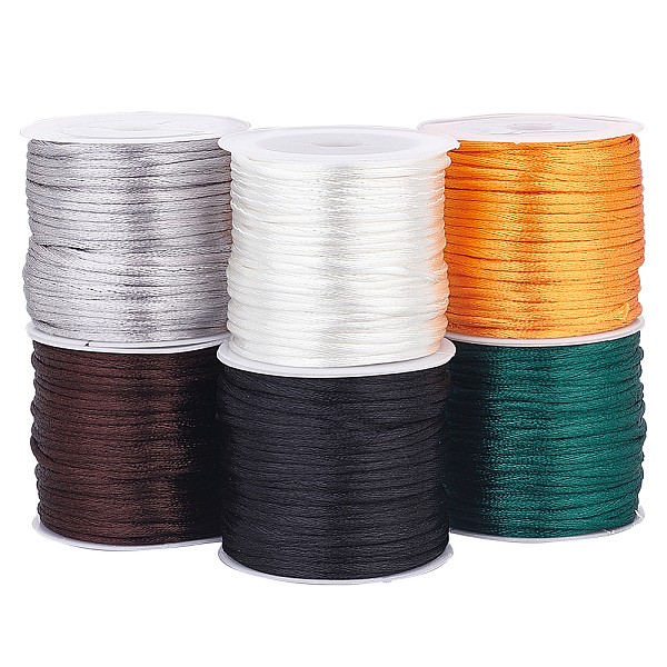 

PandaHall PH 96 Yards Satin Nylon Trim Cord 1.5mm Rattail Silky Cord Satin Bracelet String Thread for Macrame Kumihimo Friendship Bracelet..., Multicolor