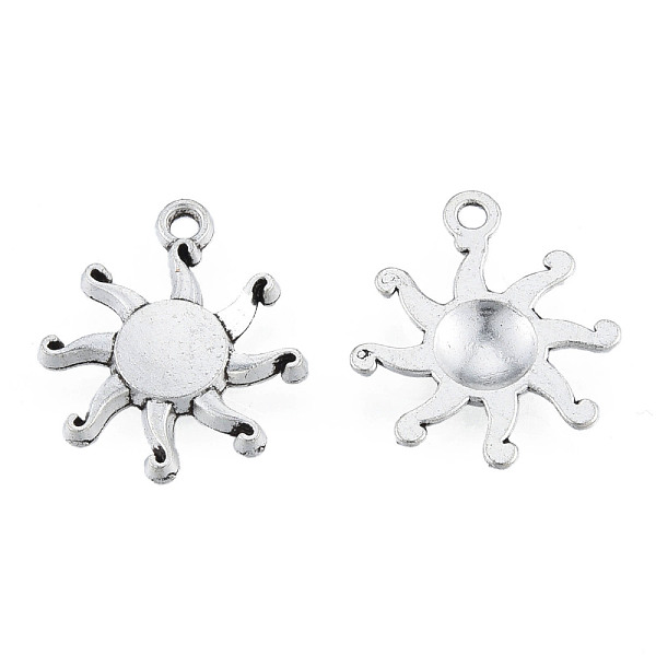 PandaHall Tibetan Style Alloy Pendants, Cadmium Free & Lead Free, Sun, Antique Silver, 19x16x2mm, Hole: 1.6mm, about 1000pcs/1000g Alloy Sun