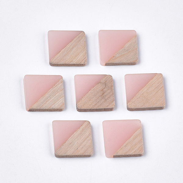 

PandaHall Resin & Walnut Wood Cabochons, Square, Pink, 20x20x3.5mm Resin+Wood Square Pink