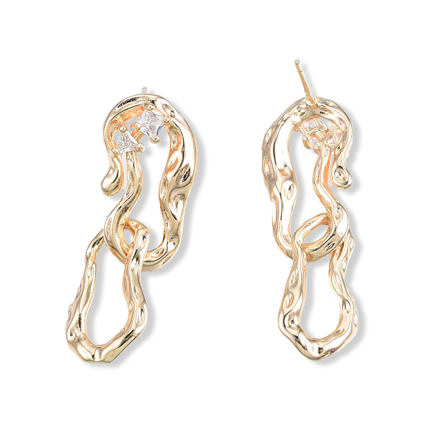 

PandaHall Clear Cubic Zirconia Interlocking Twist Oval Dangle Stud Earrings, Brass Jewelry for Women, Cadmium Free & Nickel Free & Lead Free...