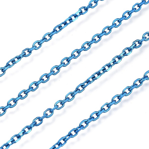 

PandaHall Electrophoresis 304 Stainless Steel Cable Chains, Unwelded, with Spool, Dodger Blue, 2.9x2.1x0.4mm, about 32.8 Feet(10m)/roll 304...