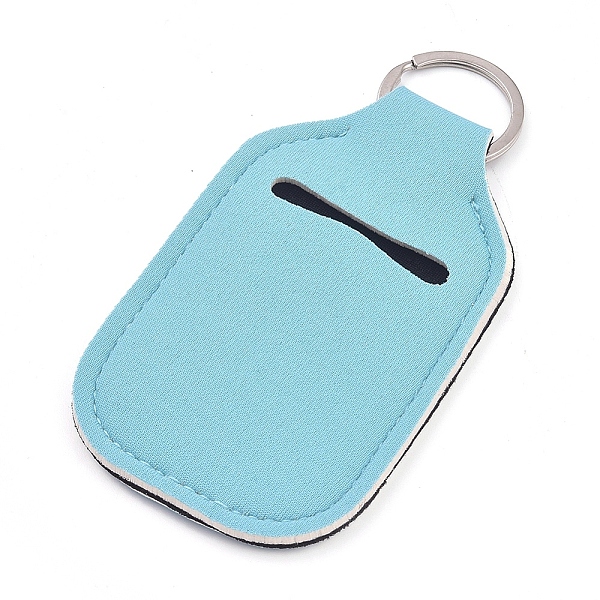 PandaHall Hand Sanitizer Keychain Holder, for Shampoo Lotion Soap Perfume and Liquids Travel Containers, Sky Blue, 121x61x5mm Iron Rectangle...