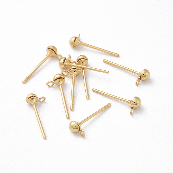 

PandaHall Brass Stud Earring Findings, with Loop, Long-Lasting Plated, Real 18K Gold Plated, Cadmium Free & Nickel Free & Lead Free, Golden...