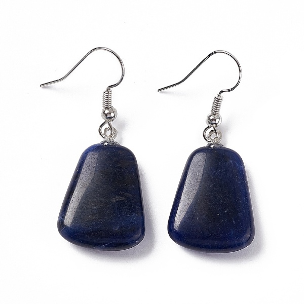 

PandaHall Natural Sodalite Trapezoid Dangle Earrings, Platinum Brass Jewelry for Women, 41mm, Pin: 0.7mm Sodalite