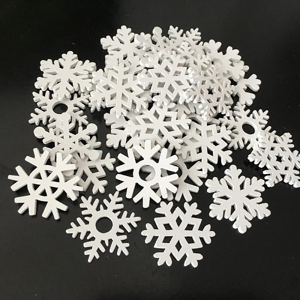 

PandaHall Unfinished Wood Pendant Decorations, for Christmas Ornaments, Snowflake Cutouts, White, 3.5cm, 50pcs/bag Wood Snowflake White