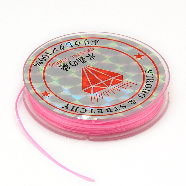 

PandaHall Flat Elastic Crystal String, String Cord Crystal Threads, Pearl Pink, 0.8mm, about 10.93 yards(10m)/roll Spandex Flat Pink