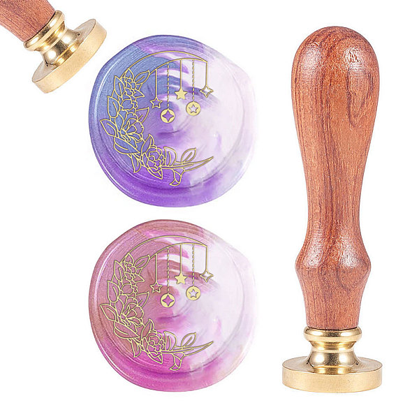 

PandaHall CRASPIRE Brass Wax Seal Stamp, with Natural Rosewood Handle, for DIY Scrapbooking, Moon Pattern, Stamp: 25mm, Handle: 79.5x21.5mm...