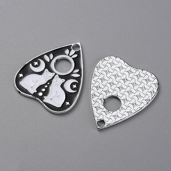 

PandaHall Alloy Enamel Pendants, Platinum, Heart Charm, Cat Pattern, 26x22x1mm, Hole: 2mm Alloy+Enamel Cat Shape Black