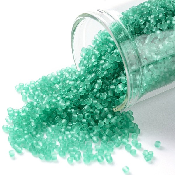 

PandaHall TOHO Round Seed Beads, Japanese Seed Beads, (72F) Transparent Frost Dark Peridot, 15/0, 1.5mm, Hole: 0.7mm, about 3000pcs/10g..., Green