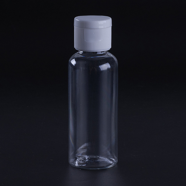 PandaHall 50ml Transparent PET Plastic Flip Top Cap Bottles, with PP Plastic Caps, for Portable Perfume Makeup Water, Clear, 9.4x3.2cm...