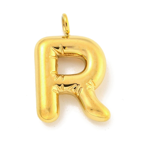 

PandaHall Ion Plating(IP) 304 Stainless Steel Pendants, Letter Charm, Golden, Letter R, 17x11x3mm, Hole: 2mm 304 Stainless Steel Letter R