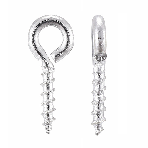 

PandaHall Iron Screw Eye Pin Peg Bails, For Half Drilled Beads, Silver Color Plated, about 10mm long, 4mm wide, 1mm thick, hole: 2mm Iron
