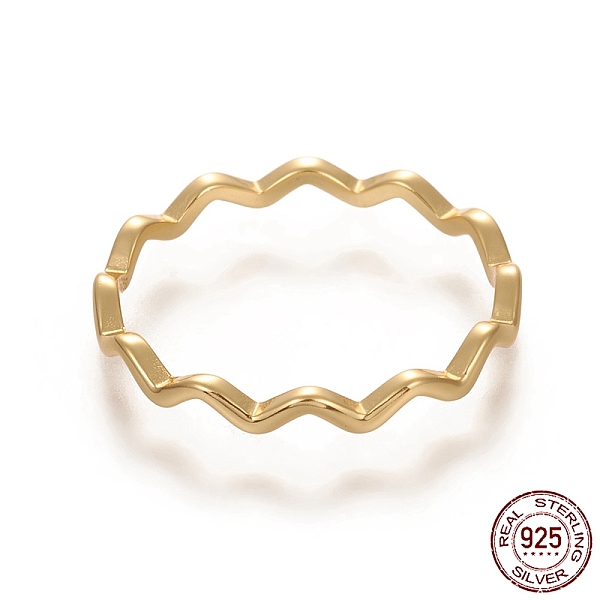 

PandaHall 925 Sterling Silver Wavy Rings, with 925 Stamp, Golden, Size 8, 18mm, 2.2mm Sterling Silver