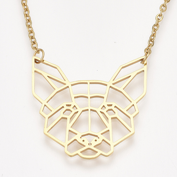 

PandaHall 201 Stainless Steel Puppy Pendant Necklaces, with Cable Chains, Filigree Beagle Dog Head, Golden, 17.5 inch(44.5cm), 2mm, Dog...