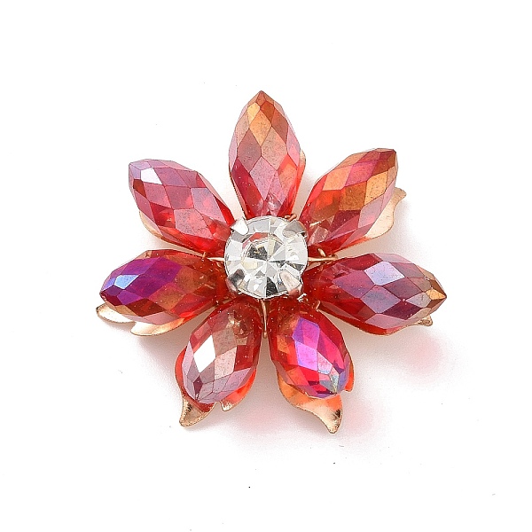 

PandaHall Wire Wrapped Glass Cabochons, with Light Gold Plated Iron Findings, Flower, Red, 27x27x8.5mm Glass Flower Red