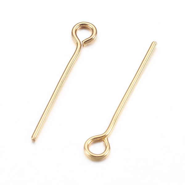 

PandaHall 304 Stainless Steel Eye Pin, Golden, 30x0.6mm, Hole: 1.5mm 304 Stainless Steel