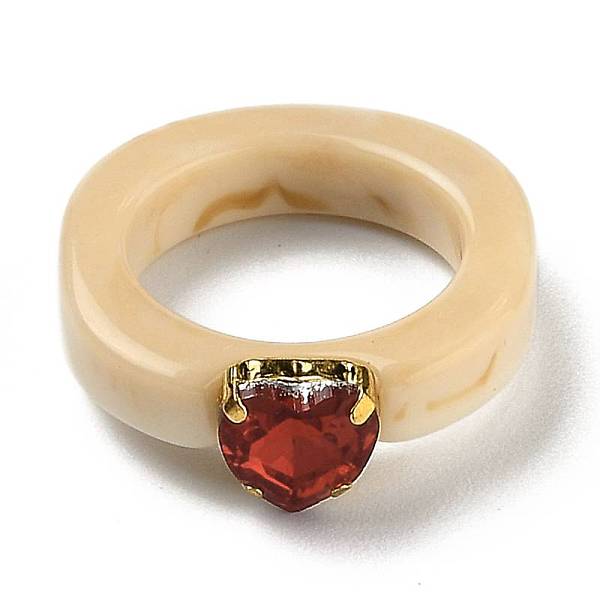 

PandaHall Resin Finger Rings, with Plastic Rhinestone, Heart, Golden, PeachPuff, US Size 6, Inner Diameter: 17mm Resin Brown